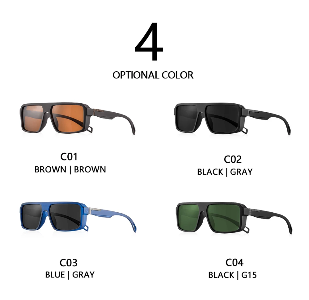 CRIXALIS Klassische quadratische polarisierte Sonnenbrille für Männer und Frauen, modische Sport-Sonnenbrille, männlich, Vintage, Outdoor, Fahren, Angeln – Detail 5