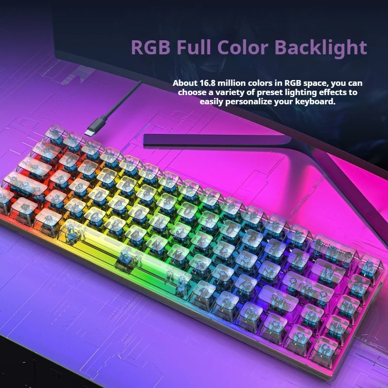 2024 New Y-Fruitfulk60 Single-Mode Wired Mechanical Keyboard Supports Customized E-Sports Game 68-Key Transparent Keycap