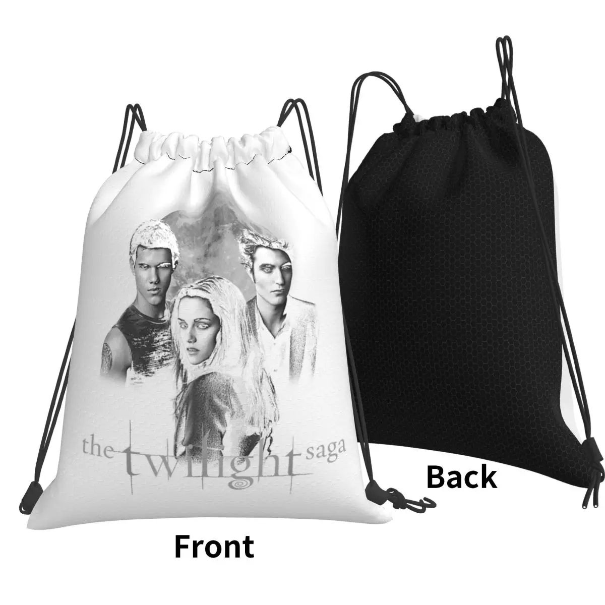 Twilight Saga Black And White Photos Backpacks Casual Drawstring Bundle Pocket Storage Bag Book Bags for Travel Students