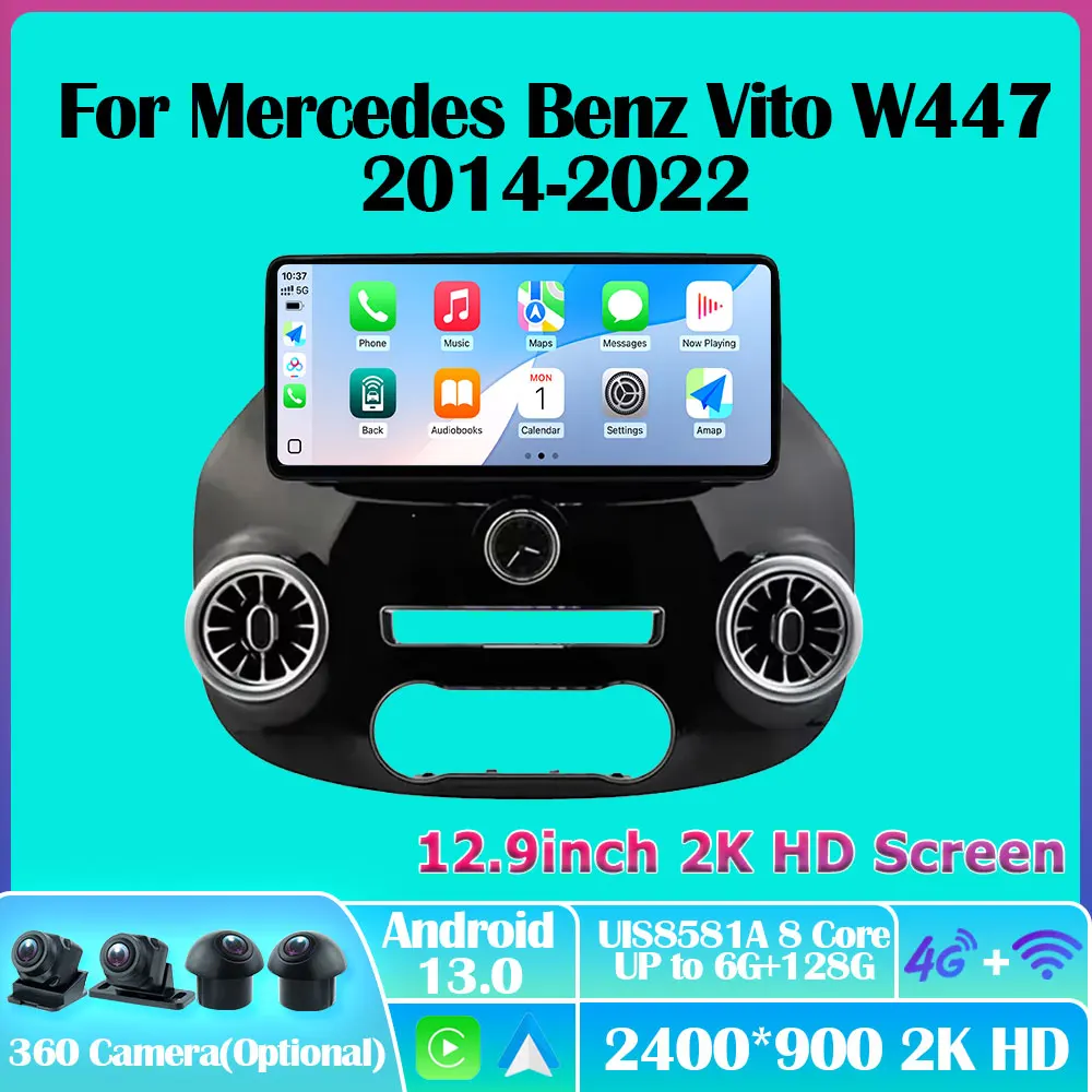 Android 13 Car Radio For Mercedes Benz Vito W447 2014-2022 Carplay Autoradio Multimedia Player Stereo GPS Navigation HU Auto 5G