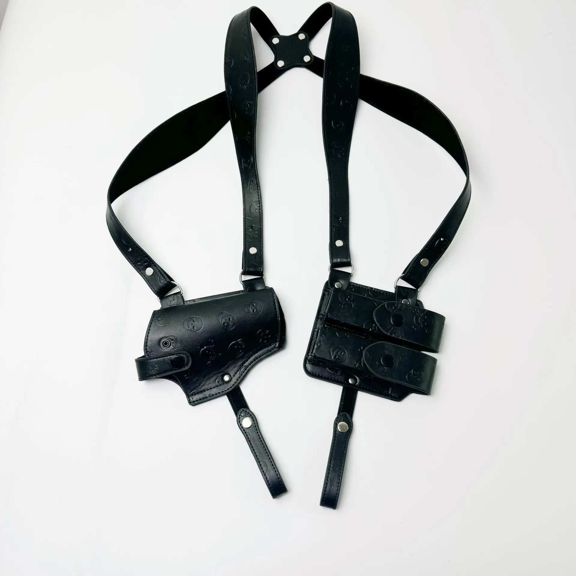 New Skull-Print Tactical Fashion Cool Genuine Leather Holster Underarm and Shoulder Quick-Draw Style