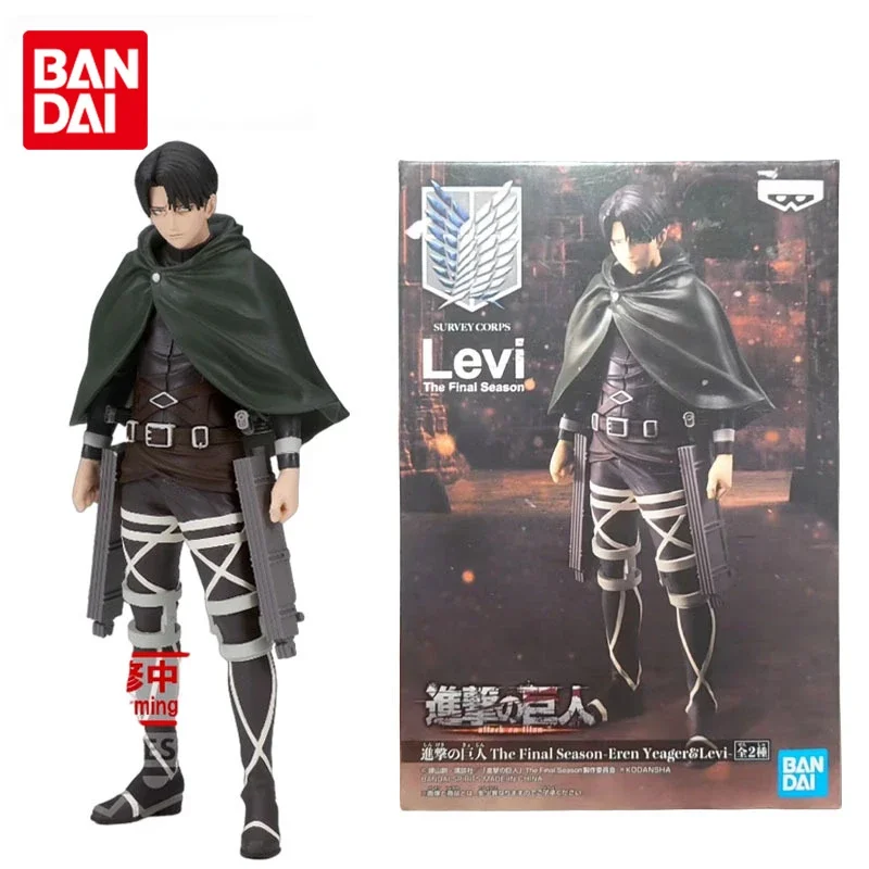 Bandai Genuine Attack on Titan Anime Figure Levi·Ackerman Action Figure Toys for Boys Girls Christmas Gift Collectible Model