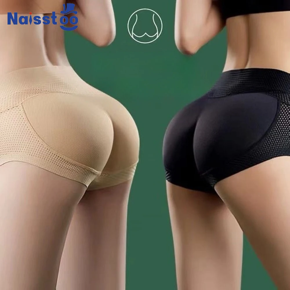 Women Mid‑Waist Butt Lifter Panties Mesh Removable Pads Hip Enhancer Fake Peach Butt Shapewear Underwear