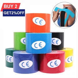 Cinta de kinesiología colorida para alivio del dolor muscular, vendaje de fleje atlético, Elastoplast impermeable, recuperación deportiva, 5m