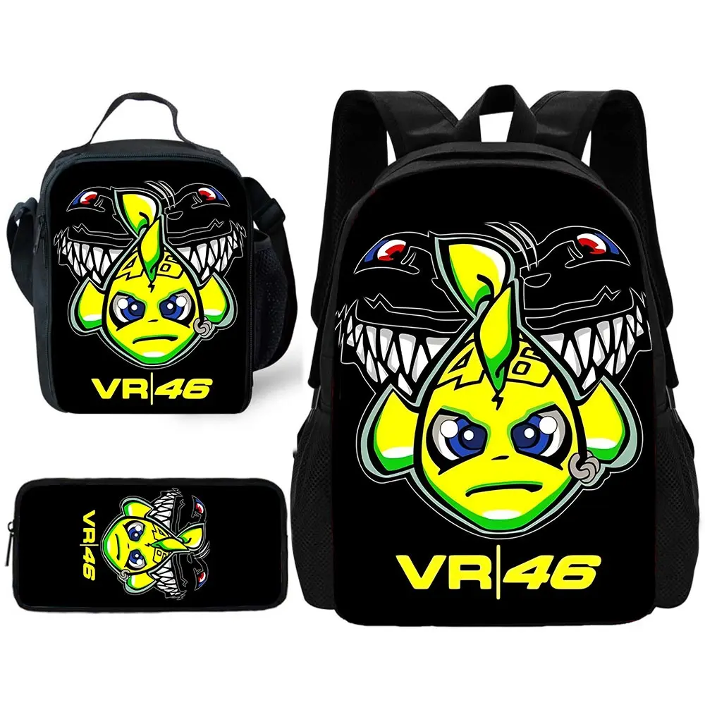 Cartoon Child School Backpack with D-DoctorS Lunch Bags ,R-rossis Pencil Bags ,VR-46 School Bags for Boys Girls Best Gift