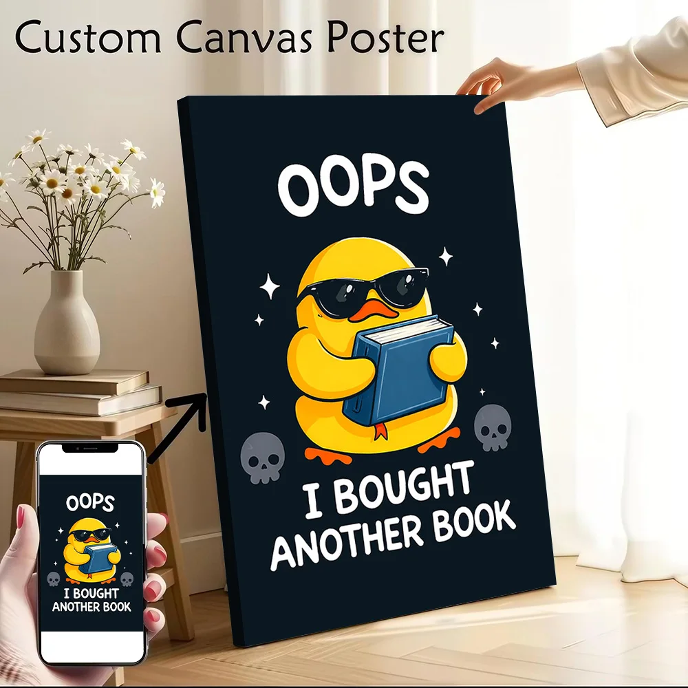 Funny Duck With Sunglasses and Book Printed Canvas Poster Personalized High Quality Wall Art Paintings for Vintage Decor Bedroom