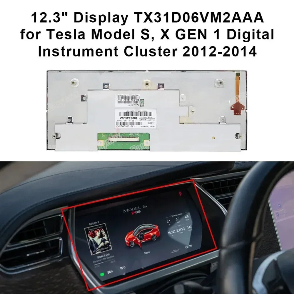 12.3inch LCD Display for Tesla Model S, X GEN 1 2012 2013 2014 Digital Instrument Panel TX31D06VM2AAA