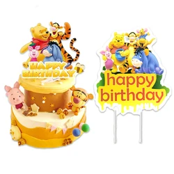 1pcs/lot Winnie Bear Theme Cake Decoration Cake Card Topper Kids Boys Birthday Party Supplies Baby Shower Cupcake Picks