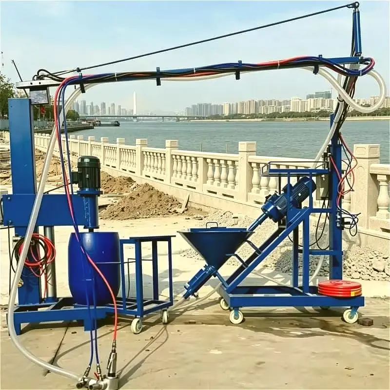 Concrete GRC Sprayer Screw Type Wet Shotcrete Machine with 60L Hopper Customized Bridge Parapet Guardrail Revetment Coating Work