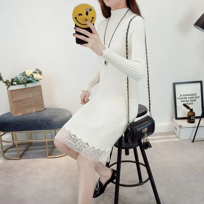 

Пуловеры длиной до колена, свитера с принтом собаки, джемперы, женские бесшовные детали с бантом на открытом воздухе, модные до колена для взрослых, ключица с половиной рукава OL