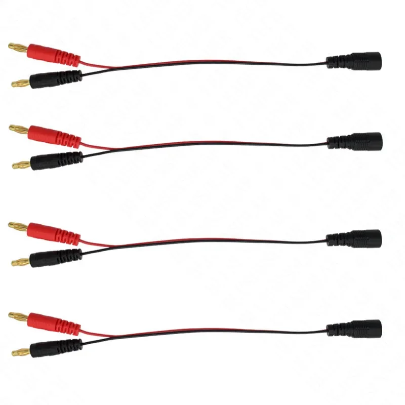 10pcs/lot Charge Cable 5.5*2.1mm Female DC Jack Plug To 4mm Banana Dold Plug/Connector For Lipo Battery Drone Aircraft Model