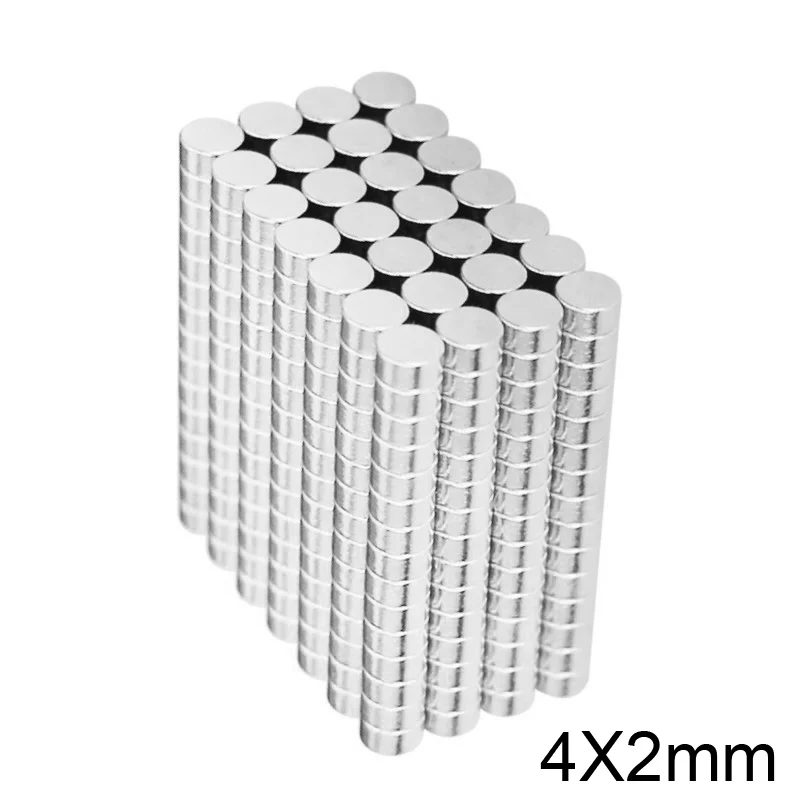 50/100/200/500/1000PCS 4x2 mm Rare Earth Magnets Diameter 4x2mm Small Round Magnets 4mm*2mm Permanent Neodymium Magnets Disc 4*2