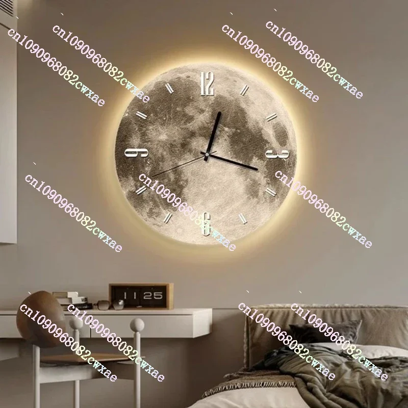 Moon Wall Clock Luxury Noiseless Light Watch Wall Living Room Bedroom Clock Modern  New Decoration Room Design Home Fashion