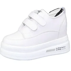 2025 Spring Women's High Heels 10 Cm Thick Base Sneakers New Autumn and Winter Fashion Casual Shoes Black White 34-40