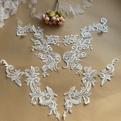 European Pattern Silver Thread Outline Rice White Embroidered Lace, DIY Wedding Dress Patch Materials, AB Combination, New, 2024