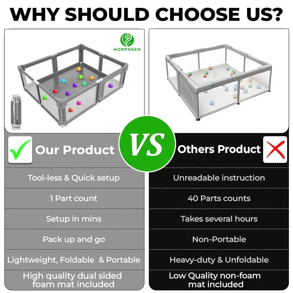 روضة أطفال كبيرة قابلة للطي مقاس 71 × 59 مع حصيرة للأطفال الصغار، إعداد سهل، شبكة مسامية، مضادة للسقوط، للاستخدام الداخلي/الخارجي