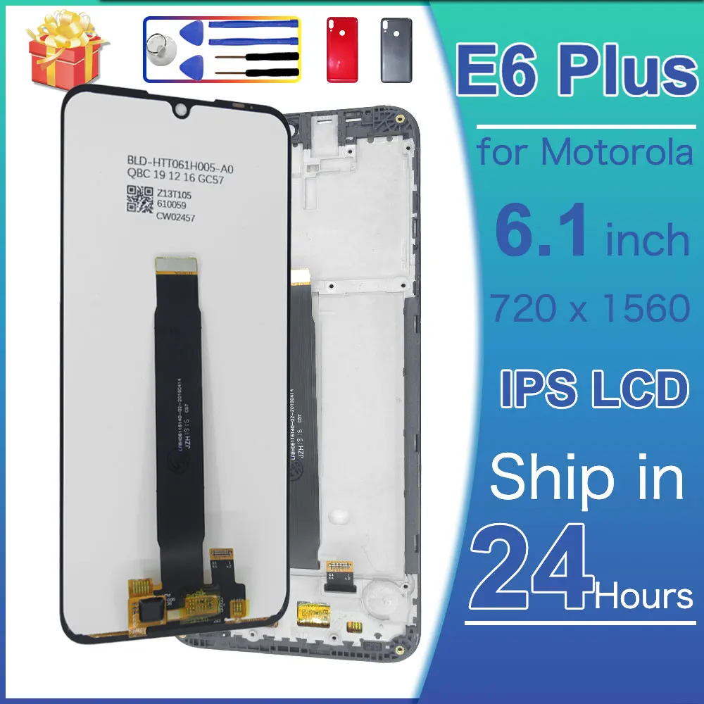 LCD for Motorola Moto E6 Plus LCD Display Touch Screen Digiziter Assembly Replacement for Moto E6 Plus XT2025 with Frame