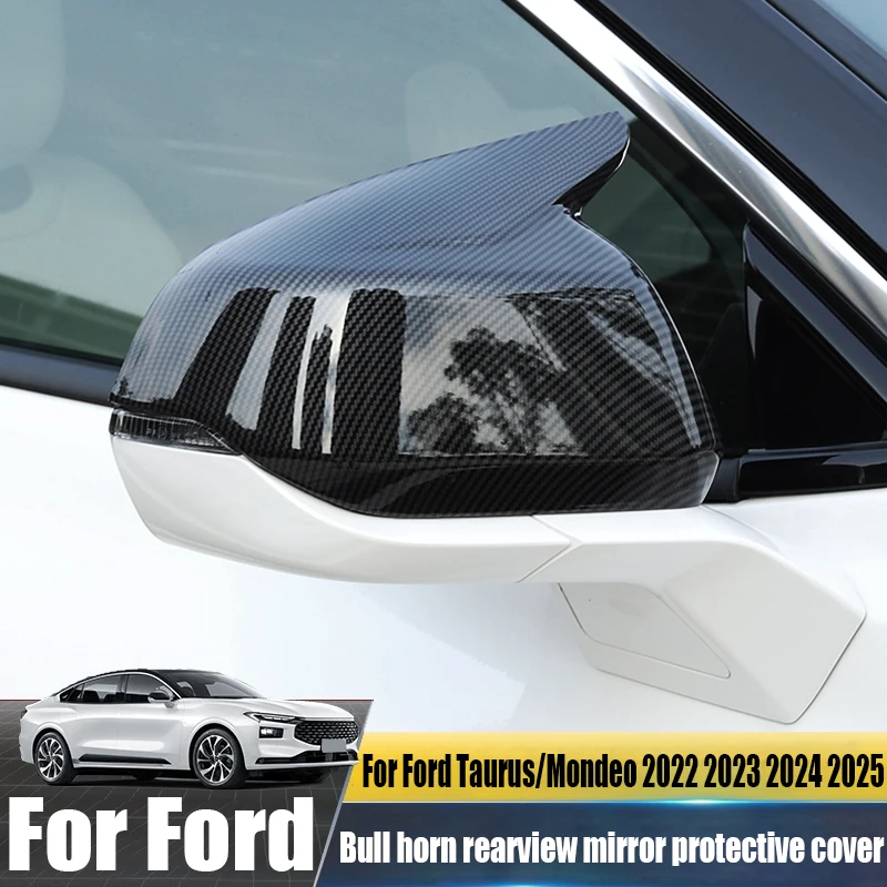 Bull horn rearview mirror protective cover car exterior decoration accessories For Ford Taurus/Mondeo‌ 2022 2023 2024 2025