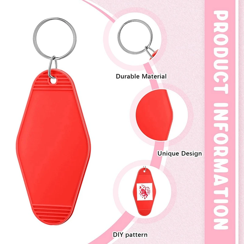 50 Pcs Motel Keychain Blank Hotel Keychain Sublimation Vintage Keychain Bulk for DIY Crafts Ornament-A63M