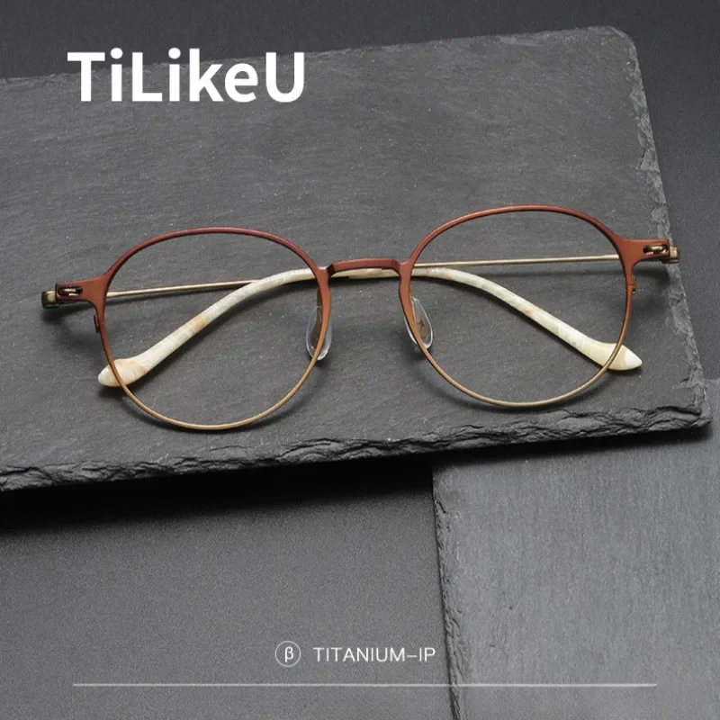 

Large size Pure Titanium Eyeglasses Frames Men Retro Round Eyewear Prescription Frames Fashion Women Optical Glasses Spectacle