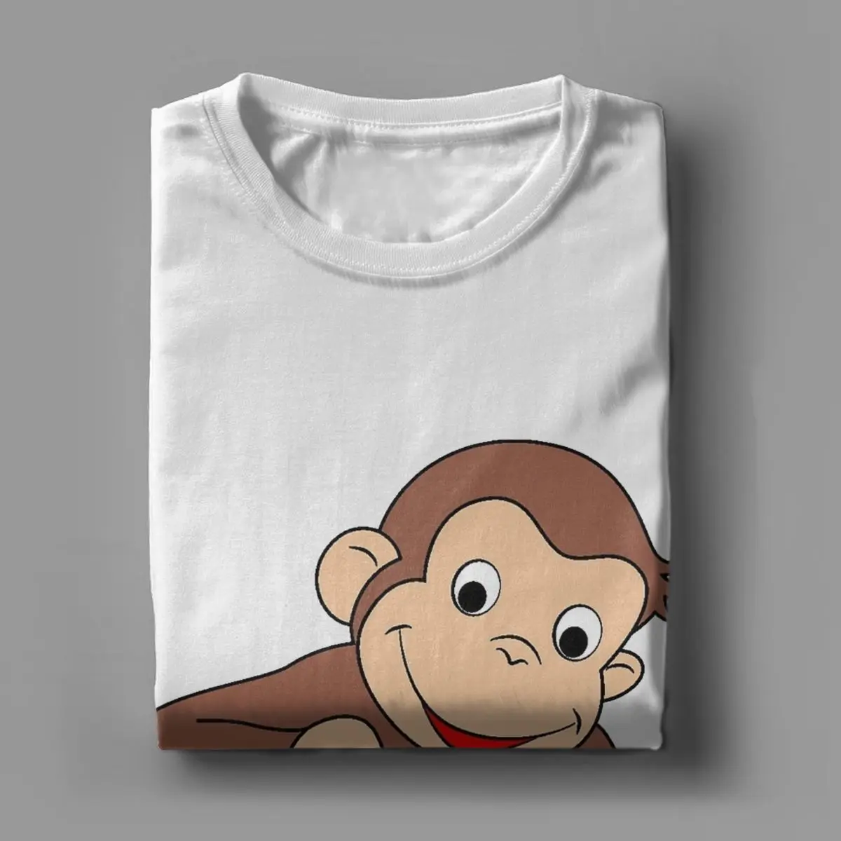 تي شيرت من القطن الخالص للرجال والنساء ، لطيف ، مضحك ، كرتون ، بني ، قرد ، جورج ، ملابس صيفية