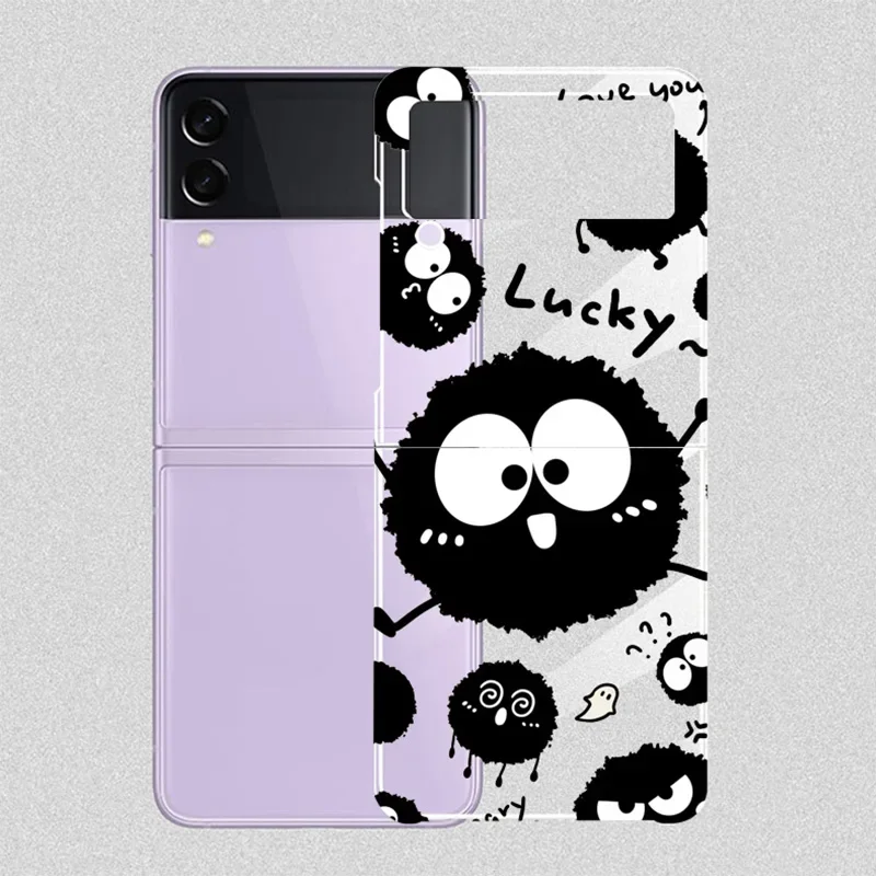 مضحك الكرتون الفحم الكرة حالة شفافة ، الغطاء الصلب لسامسونج غالاكسي Z الوجه 5 ، ZFlip 6 ، واضحة