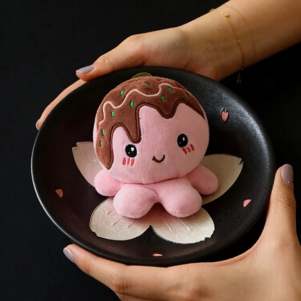 Japanese Fast Food Snack Pillow Simulation Mini Takoyaki Plush Toy In Pirate Boat Creative Small Octopus Balls Stuffed Dolls