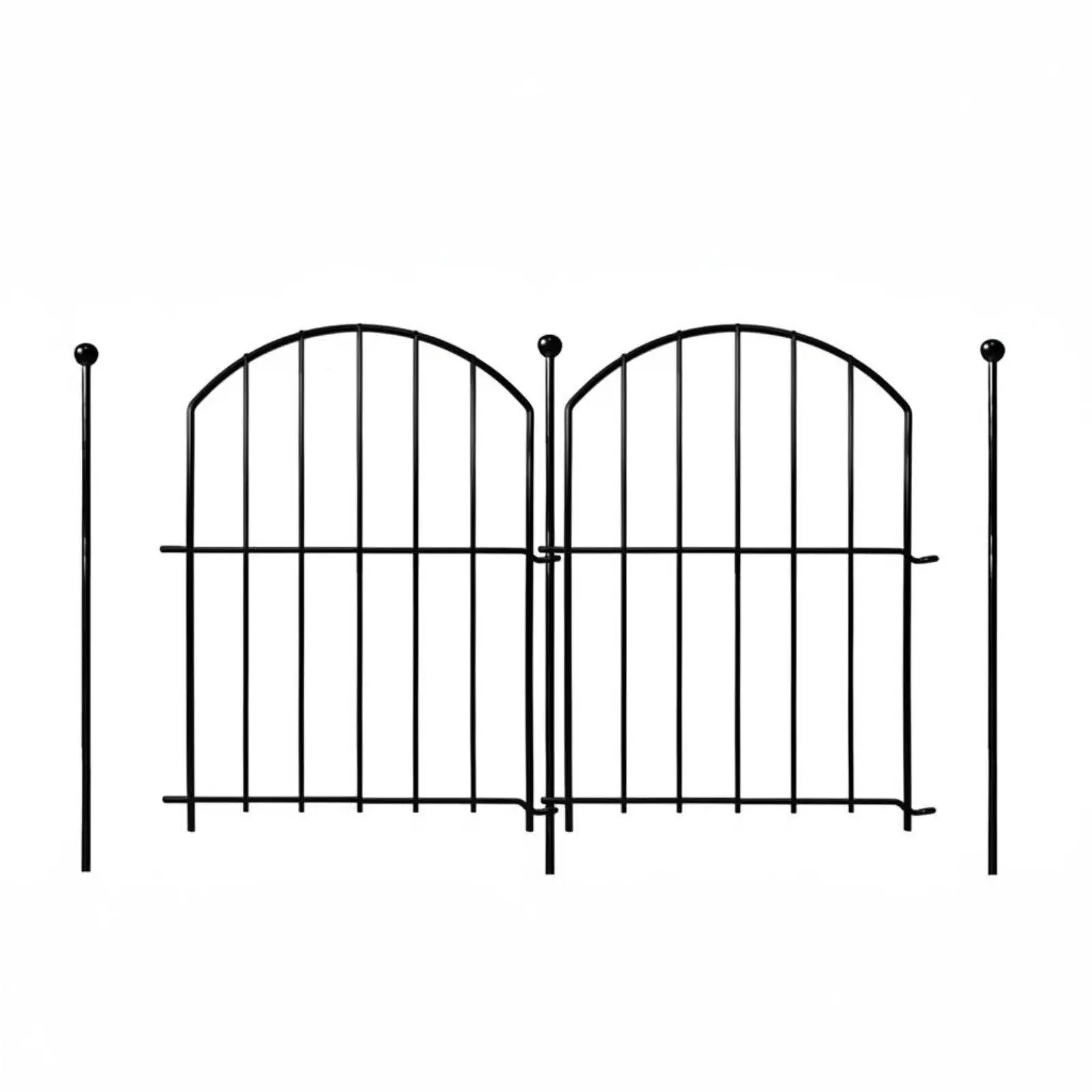 Durable Iron Fence Barrier Garden Fence Panels Metal Rustproof Coating No Dig Installation for Yard Lawn Animal Protection