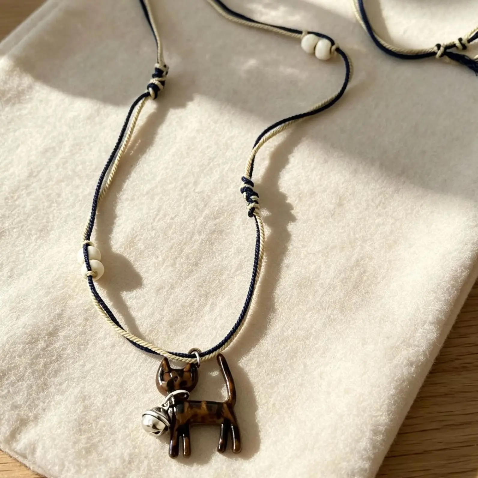 DOO MEI Cute Leopard Print Cat Pendant Necklace Fo Cord Chain Minimalist Animal Charm Necklace Casual Daily Streetwear Jewelry