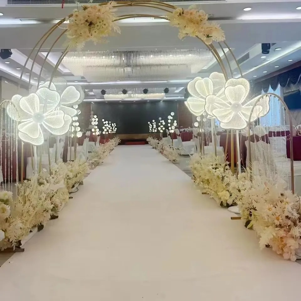 LED decorative luminous peony flowers, wedding road guide, white silk decoration, for wedding party birthday home decoration