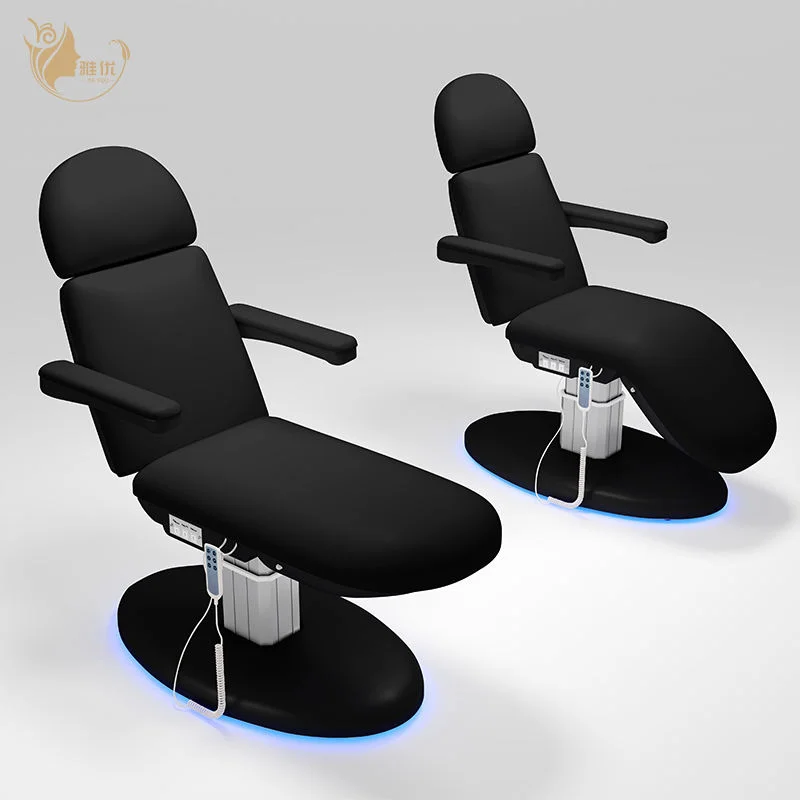 أثاث تجميل ذو قاعدة ذهبية لصالون التجميل، طاولة تدليك سبا فاخرة، سرير رموش كهربائي لمستحضرات التجميل، سرير رموش قابل للطي في الفندق #2