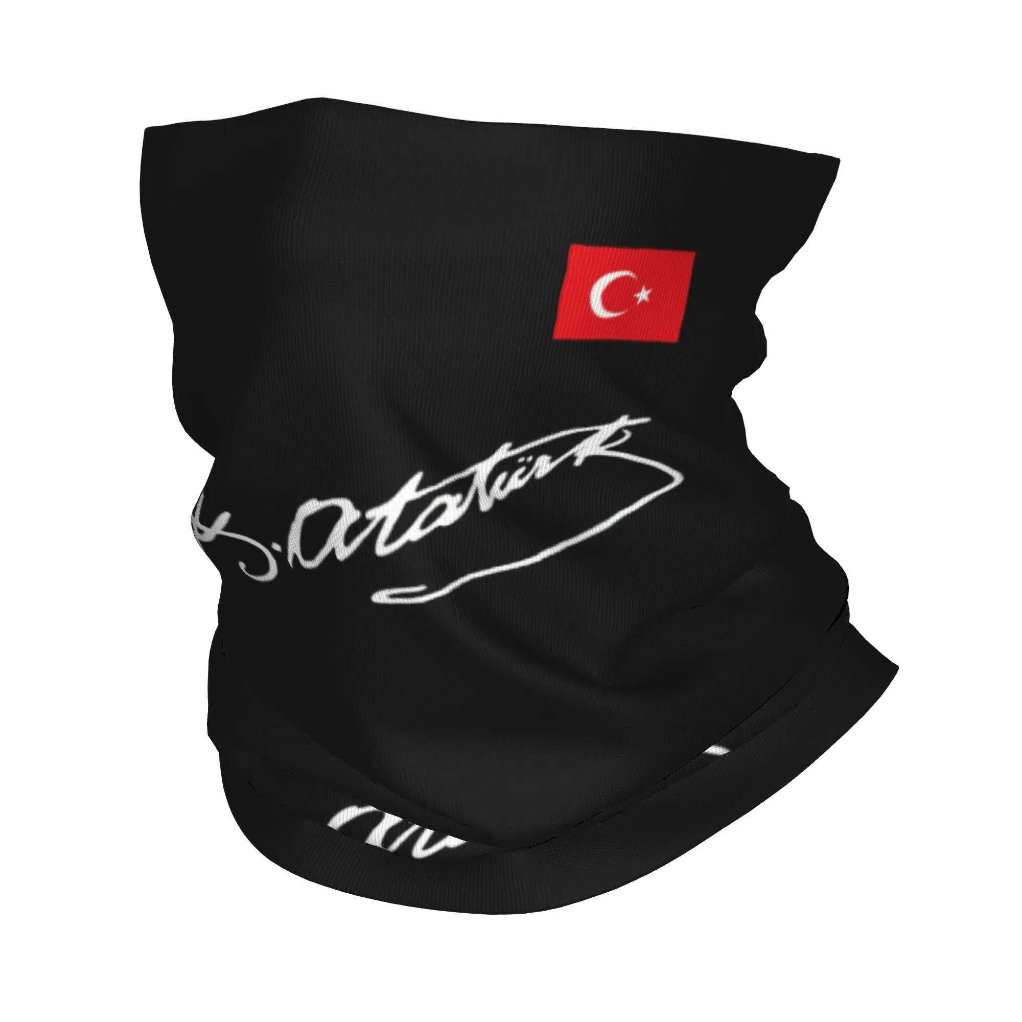 

Ataturk With Turkey Flag---Turkish Ataturk Signature Bandana Neck Gaiter for Hiking Cycling Wrap Scarf Headband Warmer