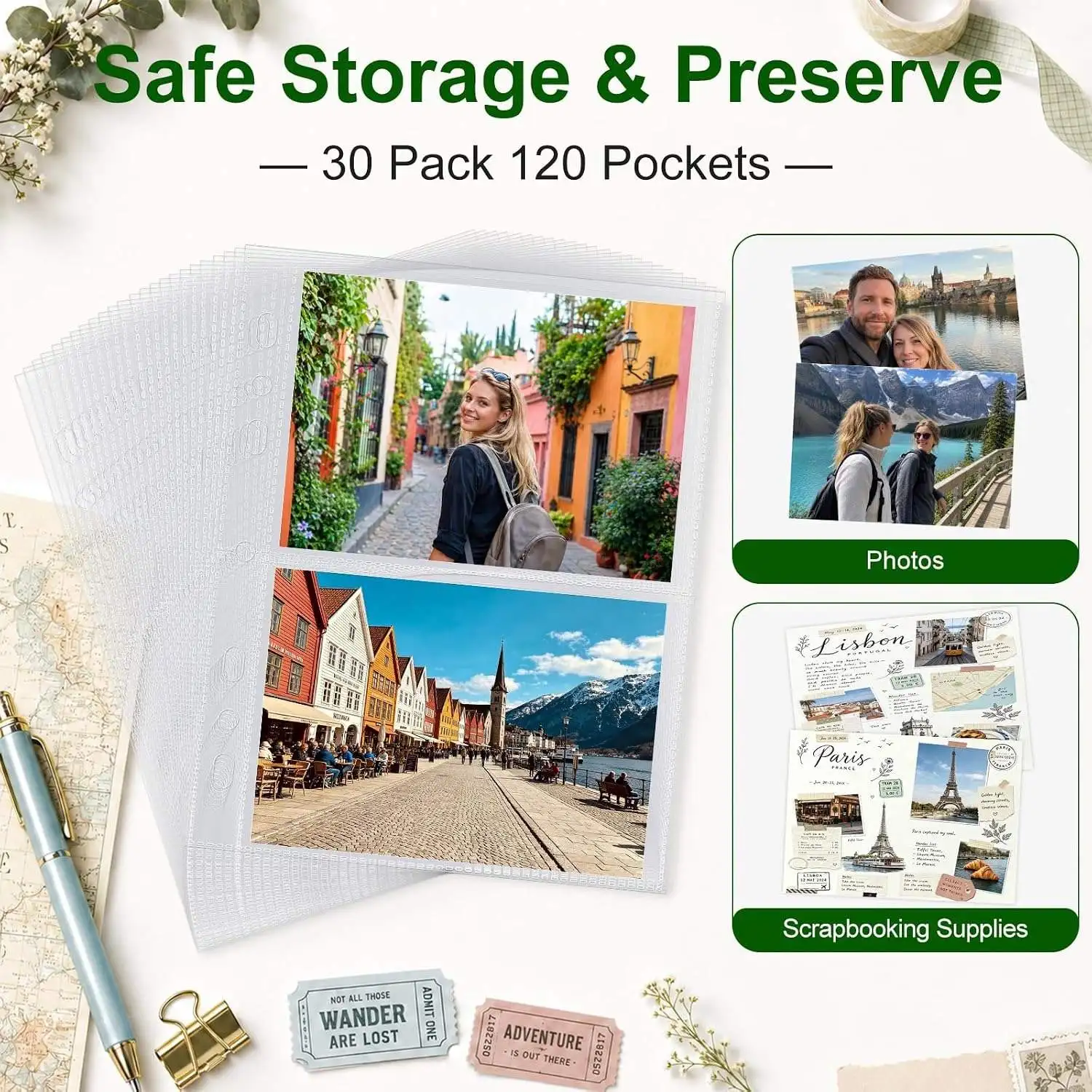 50PCS Pack Card Sleeves Binder Sheets 6 Ring A5 Binder Ultra Clear Double Sided Pocket Top Loading for Trading Card Photocard