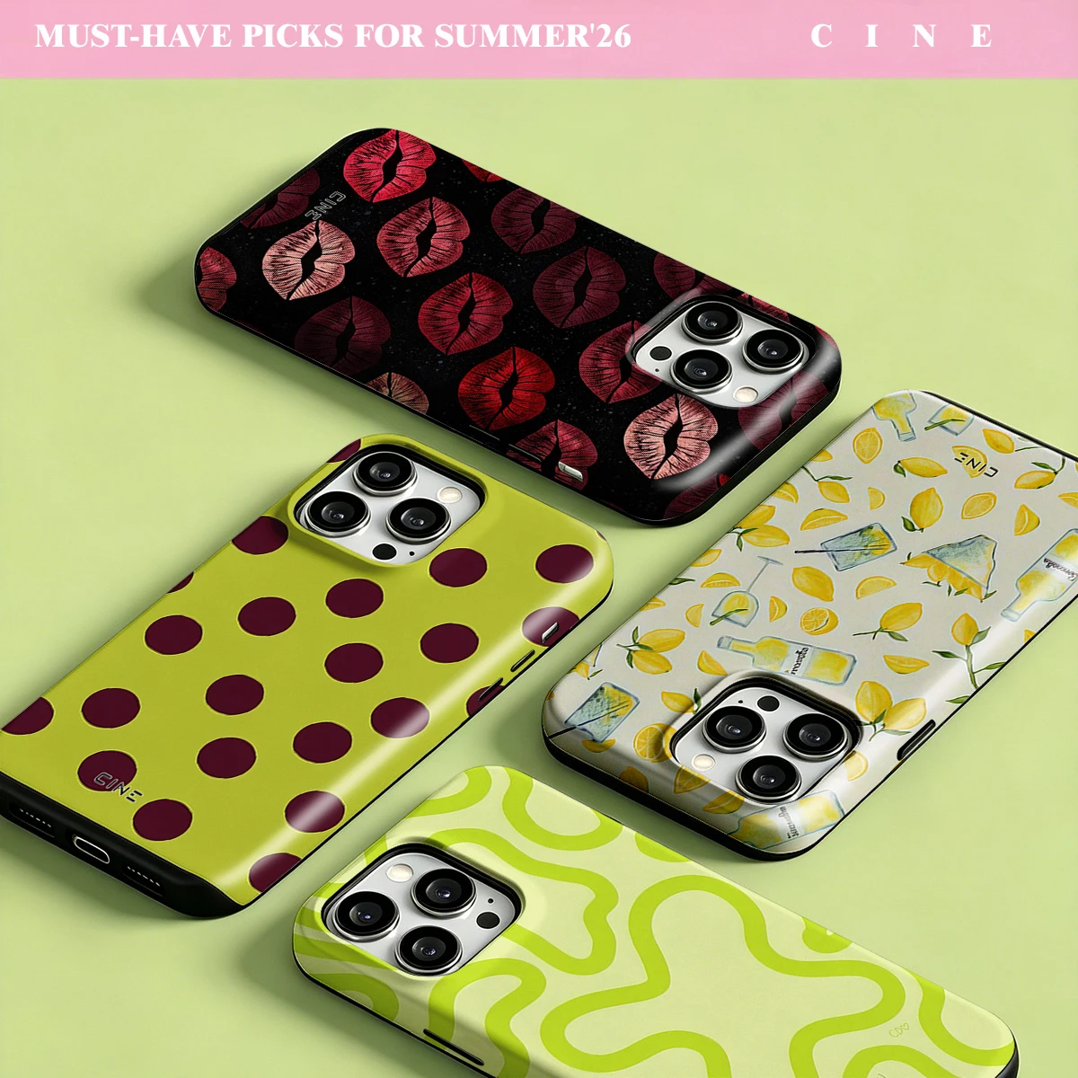 Funda de Teléfono Cine Lime Green Curve Glossy para Magsafe para iPhone 17 16 15 14 Plus 13 Pro Max, Protector 2 en 1 con Película