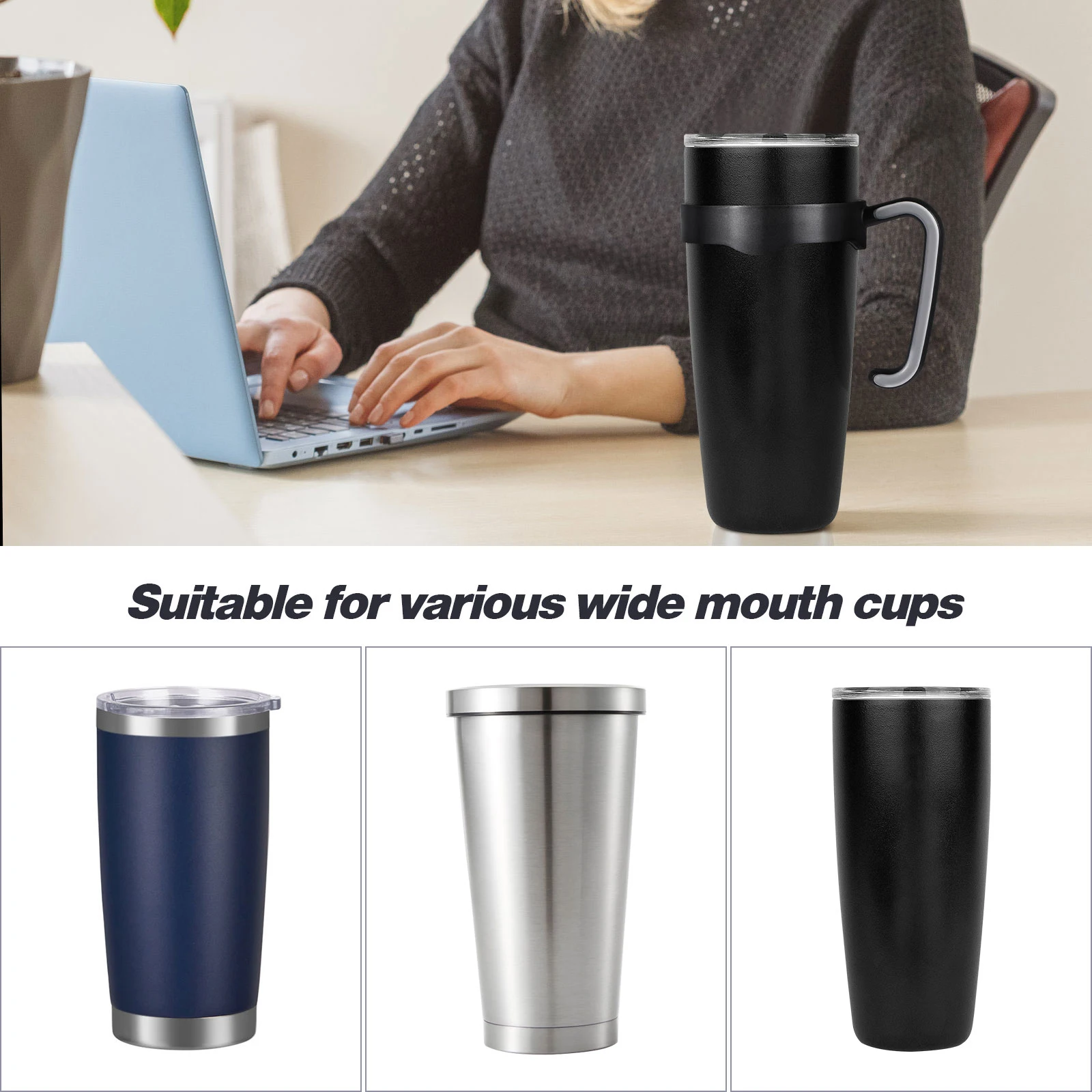 Universal Thermal Mug Handle Antislip Adjustable Tumbler Handle durable 20 Oz Vacuum Cup Mug Handle multiuse drinking accessory