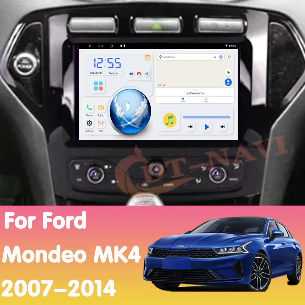 Android 14 Car Radio For Ford Mondeo MK4 2007-2014 Multimidia Video Player Navigation GPS Carplay Stereo NO 2Din DVD Head Unit