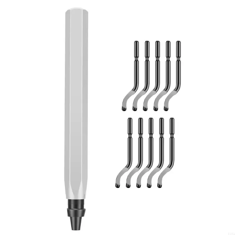 E15A Deburring Tool with 10/20Pcs Highly Speed Steel Cutter, 360 Degree Rotary Head Deburring Tool for Metal Plastic