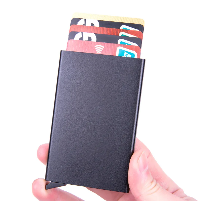 Thin Slim Smart Wallet for Men Women Wallets Pop Up Minimalist Small Rfid Credit Card Holder Metal Purse Mini Wallets for Men