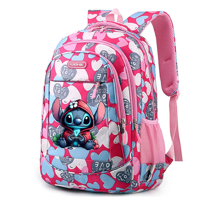 Disney Stitch Student Schoolbag Large Capacity Cartoon Angel Women Backpack Fashion Teenage Girl Book Bags Cute Study Gifts