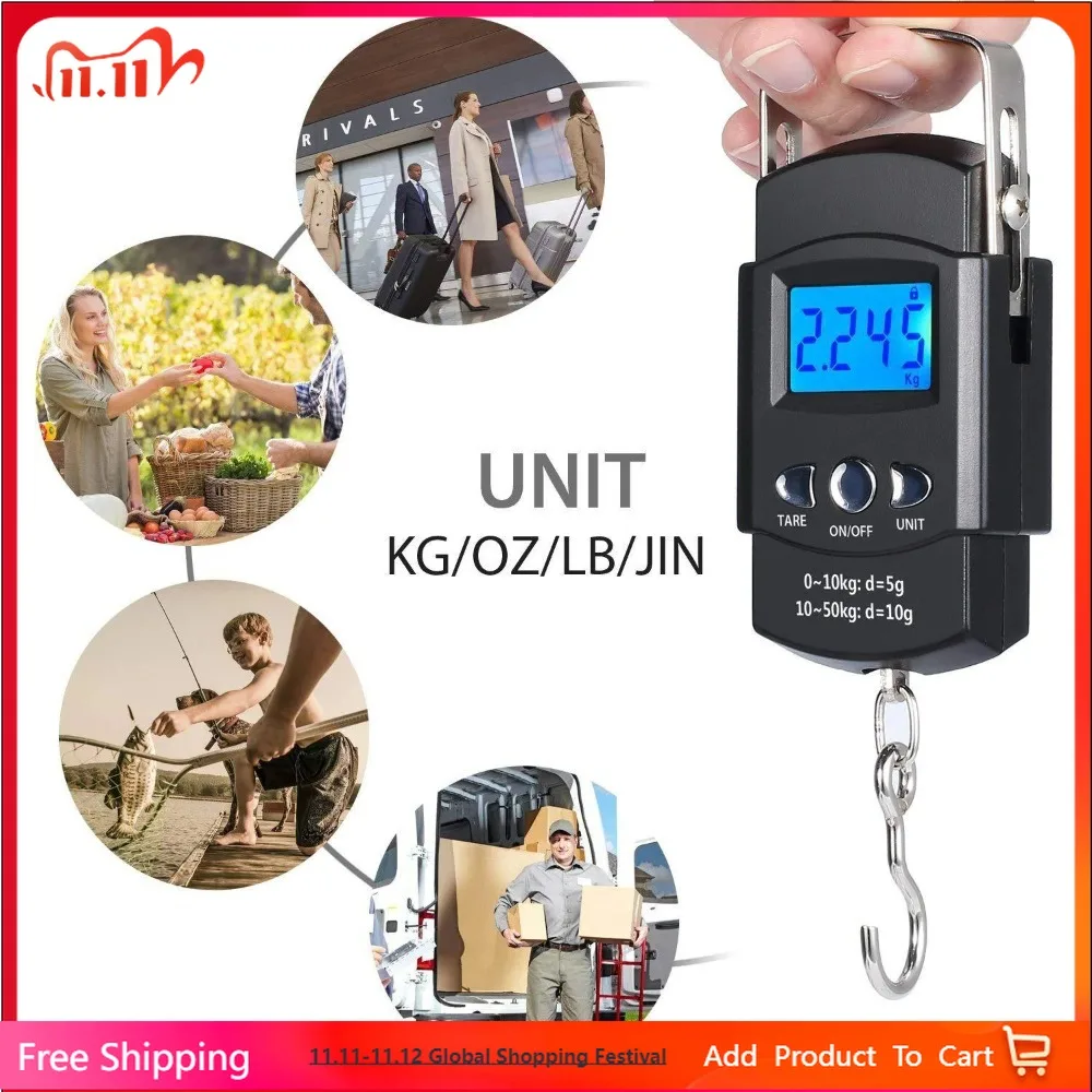 

2PCS Mini Digital Scale 40kg X 10g for Travel Fishing Luggage Weighing Steelyard Electronic Hook Scale Hanging Fishing Tool