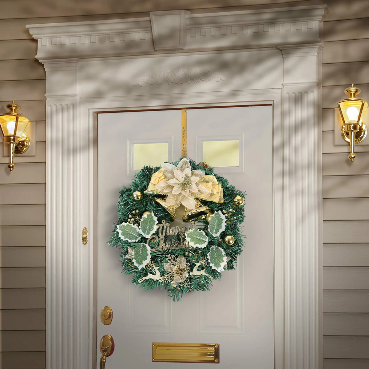 Christmas Wreath Merry Christmas Decoration for Home 2024 Wreath Xmas Ornaments Door Wall Decor Navidad Natal New Year Gift 2025