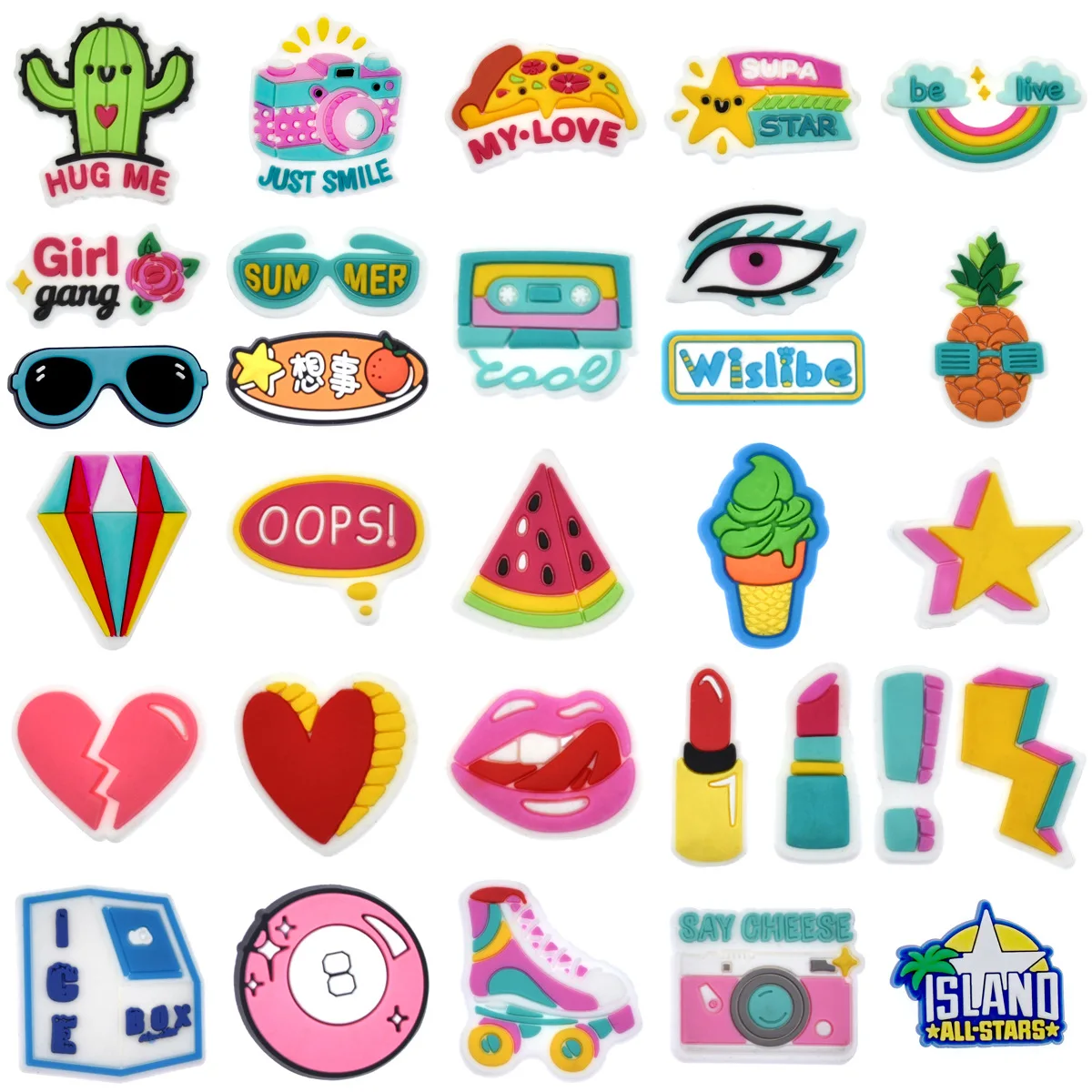 PVC summer characters cactus diamond watermelon skating lighting shoe buckle charms accessories decorations for clog wristbands