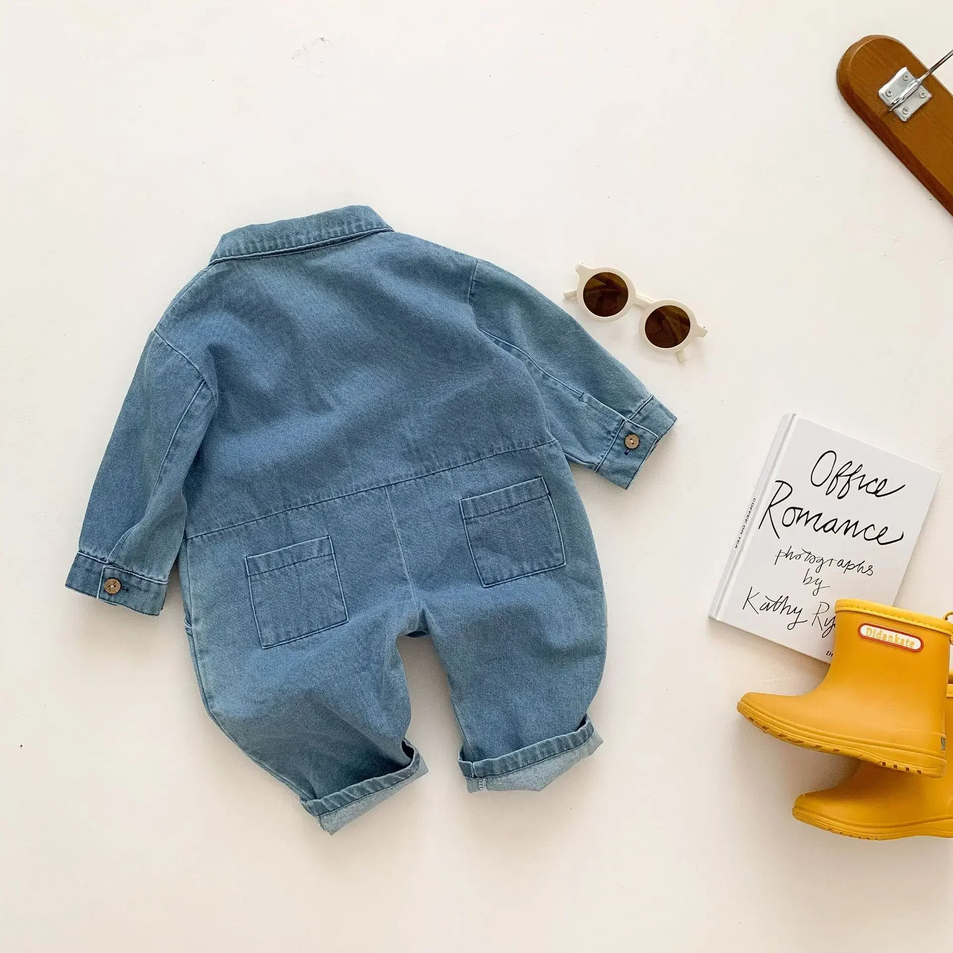 2023 Korea Denim Baby Romper Fashion Long Sleeve Jumpsuit Kids Spring Autumn Infant Boy Clothes Toddler Girls One-piece Onesie image 2