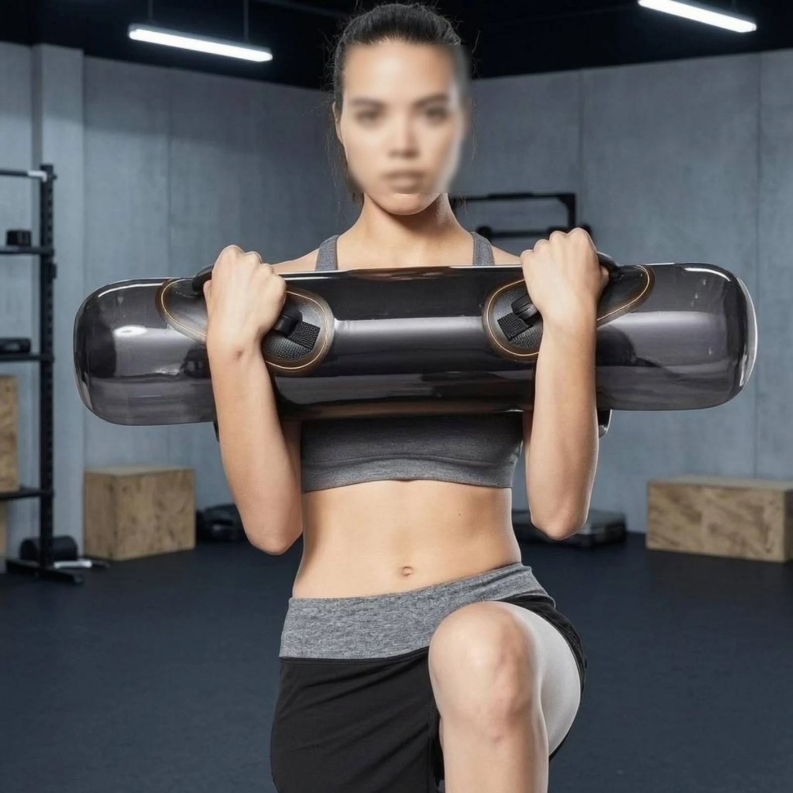 Fitness Water Bag Transparent Water-Filled Training Bag Exercise Equipment Strap Handles Sealed Ends