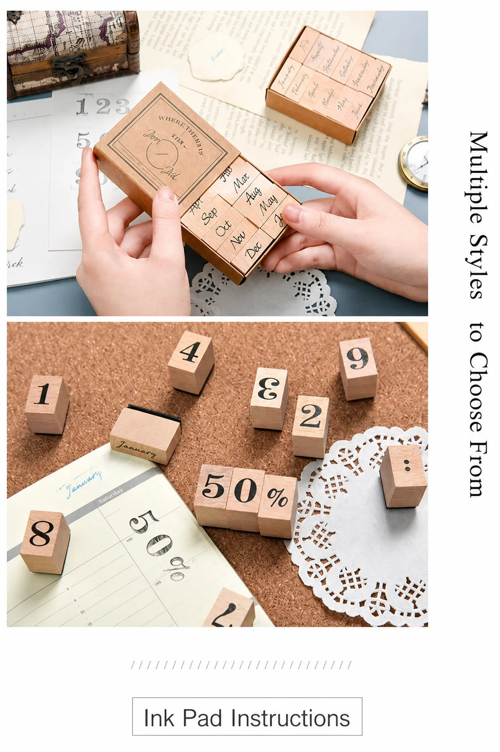 Month Rubber Stamp Natural Woo - Rubber Date Stamp 评论和价格
