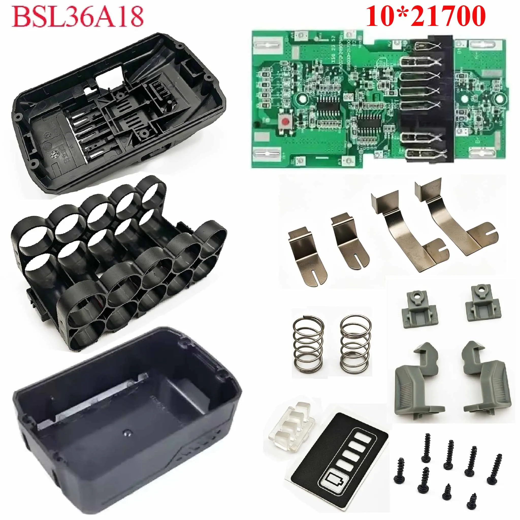 For Hikoki BSL36A18 10X21700 Lithium Batteries Case PCB Board Circuit BOX For Hitachi 36V/18V MultiVolt Li-ion Battery Housings