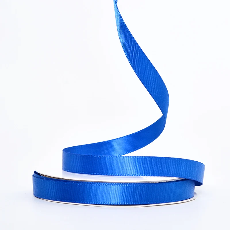 YAMA 6 9 13 16 19 22 mm Single Face Satin Ribbon 100yards Blue for Party Wedding Decoration Handmade Rose Flowers Ribbongs