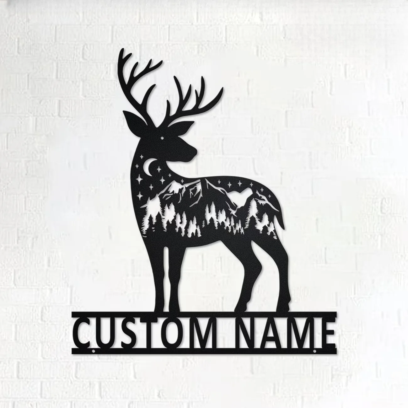 Custom Metal Sign, Personalized Silhouette Wall Art, Deer Theme Surname Metal Decor, for Doorway, Outdoor Garden, Home, Kitchen