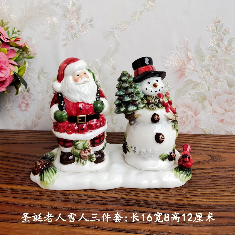 Living Room Decoration Figurines Ceramic Santa Claus Snowman Seasoning Bottle Small Figure Ornaments in The Living Room