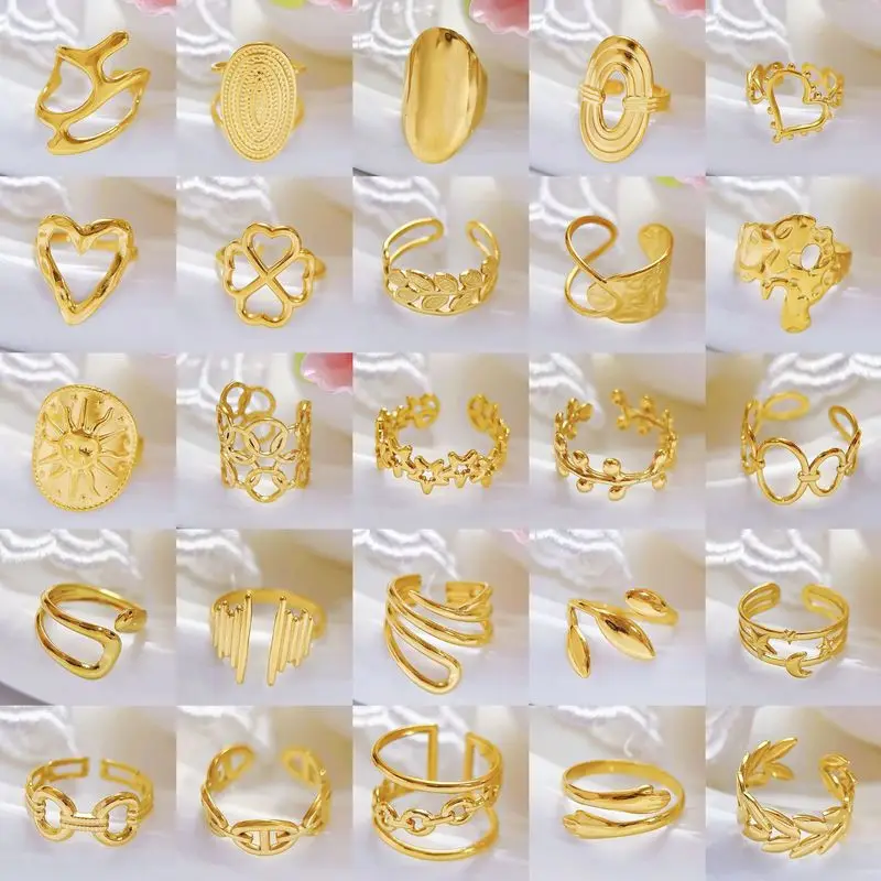 Cross-Border Metallic Texture Light Luxury Ring For Women, Personalized Simple Hollow Irregular Open Joint Ring